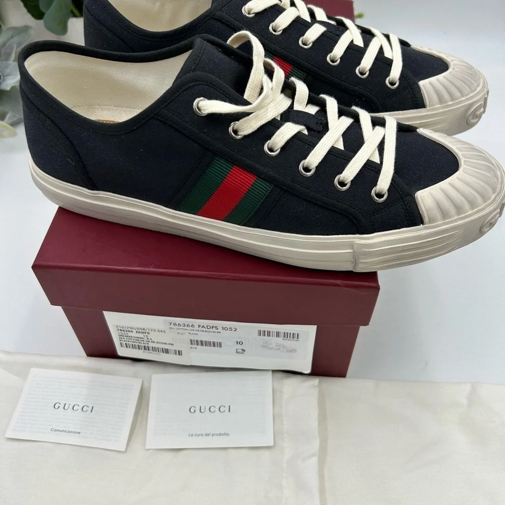 Men's Gucci, Julio web canvas sneakers size 10 made in Spain
